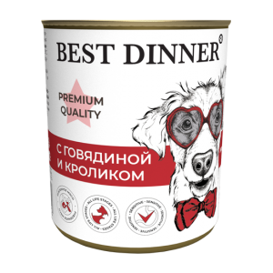 Best Dinner Premium Menu №3 Консервы для собак с Говядиной и Кроликом 340гр*12шт (7607)