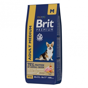 Сухой корм Brit Premium Dog Adult Medium с Курицей для взрослых собак средних пород