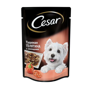 Cesar Паучи для собак Тушёная Телятина/Овощи 85гр*28шт (88636)