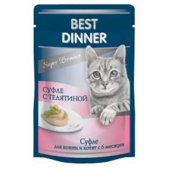 Best Dinner Мясные деликатесы Консервы для кошек Суфле с Телятиной 85гр*24шт (87759)