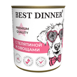 Best Dinner Premium Menu №4 Консервы для собак с Телятиной и овощами 340гр*12шт (7609)