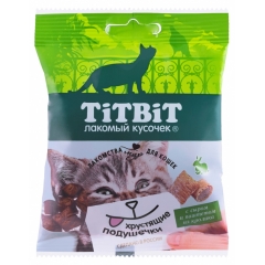 Titbit Хрустящие подушечки для кошек с сыром и паштетом из кролика 30гр (103486)