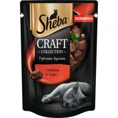 Sheba Craft Паучи для кошек рубленые кусочки Говядина в соусе 75гр*28шт (89780)