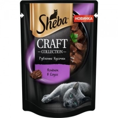 Sheba Craft Паучи для кошек рубленые кусочки Ягнёнок в соусе 75гр*28шт (89782)