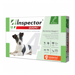 Inspector Quadro Капли Инсекто-Акарицидные от всех паразитов для собак от 4кг до 10кг (1 пипетка)(87710)
