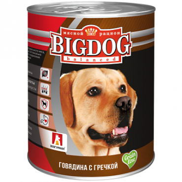 Зоогурман BigDog Grain line Влажный корм для собак Говядина с гречкой 850гр (56472)