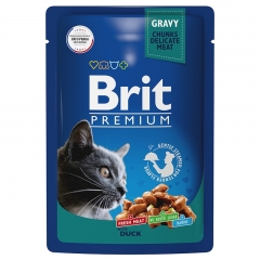 Brit Premium Пауч для взрослых кошек Утка в соусе 85гр (57991)
