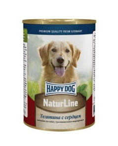 Happy Dog Консервы для Собак Кусочки в соусе Телятина с Сердцем 410гр (71427)