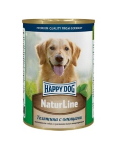 Happy Dog Консервы для Собак Кусочки в соусе Телятина с Овощами 410гр (15873)