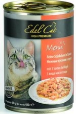 Edel Cat Консервы для Кошек Кусочки в Соусе Три Вида мяса 400гр (15330)