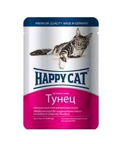 Happy Cat Паучи для Кошек Нежные Кусочки в желе Тунец 100гр*22шт (1002309)