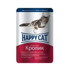 Happy Cat Паучи для Кошек Нежные Кусочки в соусе Кролик 100гр*22шт (1002313)