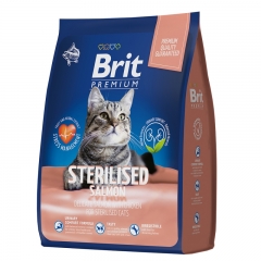 Сухой корм Brit Premium Cat Sterilised Salmon & Chicken с Лососем и Курицей для Стерилизованных кошек