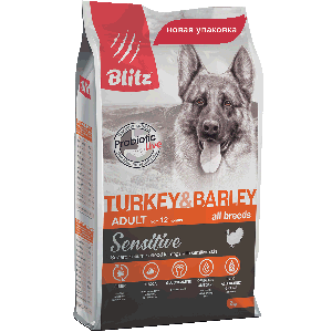 Сухой корм Blitz Adult Turkey & Barley All Breeds для Взрослых Собак Индейка с Ячменём