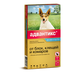 Bayer Адвантикс 100 Капли от Блох/Клещей для собак от 4 до 10кг