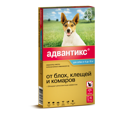 Bayer Адвантикс 100 Капли от Блох/Клещей для собак от 4 до 10кг