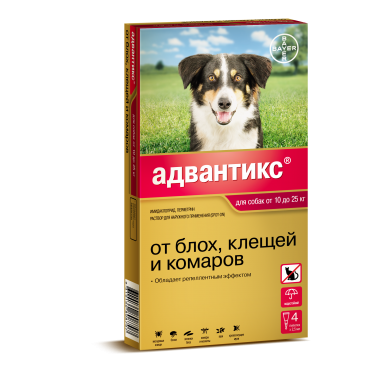 Bayer Адвантикс 250 Капли от Блох/Клещей для собак от 10 до 25кг