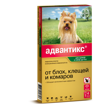 Bayer Адвантикс 40 Капли от Блох/Клещей для собак до 4кг