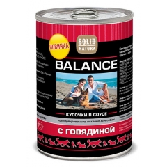 Solid Natura Balance Влажный корм для собак кусочки с Говядиной в соусе 1,24кг (104970)