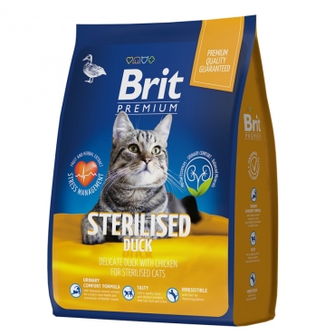 Сухой корм Brit Premium Cat Sterilised Duck & Chicken с Уткой и Курицей для взрослых Стерилизованных кошек