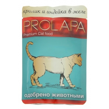 Prolapa Premium Пауч для кошек Кролик и Индейка в желе 100гр*26шт (82166)