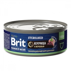 Brit Premium by Nature Консервы для Стерилизованных кошек с Курицей и Печенью 100гр (58358)