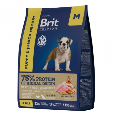 Сухой корм Brit Premium Dog Puppy and Junior Medium с Курицей для щенков средних пород