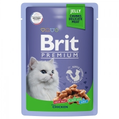 Brit Premium Пауч для взрослых кошек Цыпленок в желе 85гр (58573)