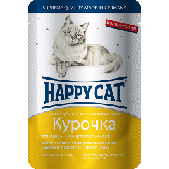 Happy Cat Паучи для Кошек Ломтики в соусе Курочка 100гр*22шт (1002305)