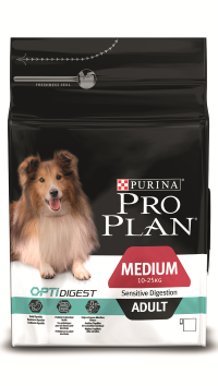 Сухой корм Pro Plan для Собак Средних пород 10-25кг (Ягнёнок) с Чувствительным пищеварением Adult Medium Sensitive Digestion OptiDigest