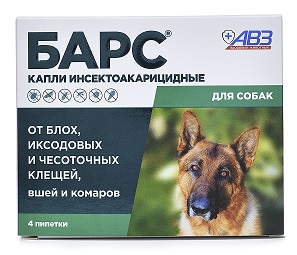 АВЗ Барс Капли Инсектоакарицидные для Собак (4 пипетки)(92660)