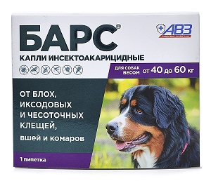 АВЗ Барс капли для собак против блох и клещей (40-60кг), 1пип./уп (92662)