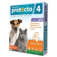 Neoterica Protecto 4 Капли на холку для Собак и Кошек 4-10кг, 2шт (76776)