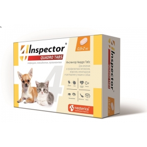 Inspector Quadro Tabs инсекто-акарицидные таблетки от всех паразитов для кошек и собак (0,5-2кг)(100467)