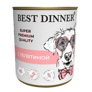 Best Dinner Super Premium Консервы для Щенков Мясные деликатесы с Телятиной 340гр*12шт (7615)