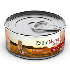 BioMenu Adult Консервы для Кошек Мясной паштет с Ягнёнком 100гр (29826)