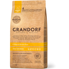Сухой корм Grandorf Низкозерновой с живыми Пробиотиками для Собак Мелких пород Четыре вида мяса с бурым рисом