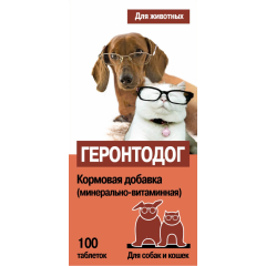 Геронтодог Витаминная подкормка для Старых,Ослабленных Собак и Кошек 100таб (12513)