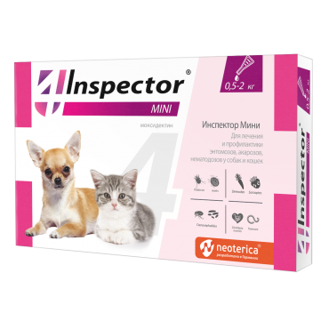 Inspector Mini Капли от Внешних и Внутренних паразитов для Кошек и Собак от 0,5-2кг (80423)