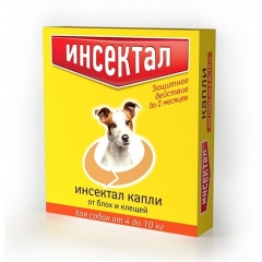 Инсектал Капли от Клещей и Блох для собак от 4 до 10кг (49702)