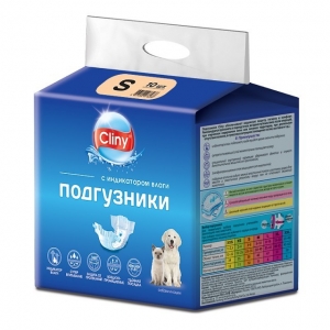 Cliny Подгузники для Собак и Кошек 3-6кг размер S (10шт)(99664)