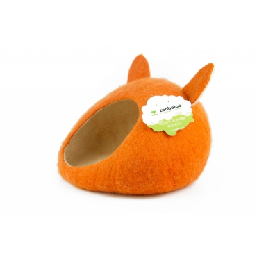 Zoobaloo Домик "Уютное гнездышко" с Ушками (Шерсть,Круг,Оранжевый) L 40*40*20см (25188)