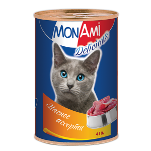 МонАми Консервы для кошек Мясное Ассорти в Соусе 350гр (61736)