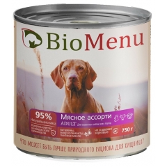 BioMenu Консервы для собак тушеная Мясное ассорти 750гр (104903)