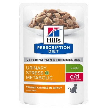 Hill's Prescription Diet c/d Multicare Stress + Metabolic Корм для кошек с Курицей 85гр*12шт (89910)