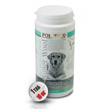 Polidex Super Wool Plus Витамины для собак Улучшает состояние Кожи и Шерсти 300таб (58416)