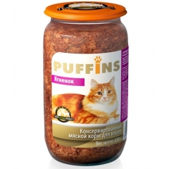 Puffins Консервы для Кошек с Ягнёнком 650гр*8шт (стекло)(62108)