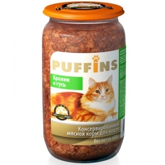 Puffins Консервы для Кошек Кролик и Гусь 650гр*8шт (стекло)(62107)