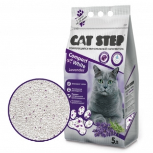 Cat Step Compact White Lavеnder Комкующийся минеральный наполнитель для туалета 5л (78457)