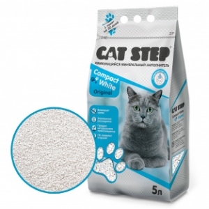 Cat Step Compact White Original Комкующийся минеральный наполнитель для туалета 5л (78456)